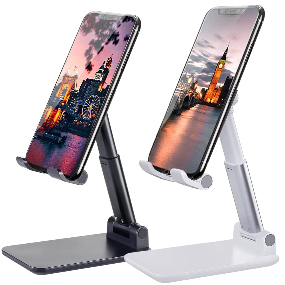 Amazon.com: Meetuo 2 Pcs Cell Phone Stand, Adjustable Angle Height Phone Stand for Desk, Fully Foldable/Portable Phone Holder, Compatible for iPhone 14/13/12/Smartphones : Cell Phones & Accessories